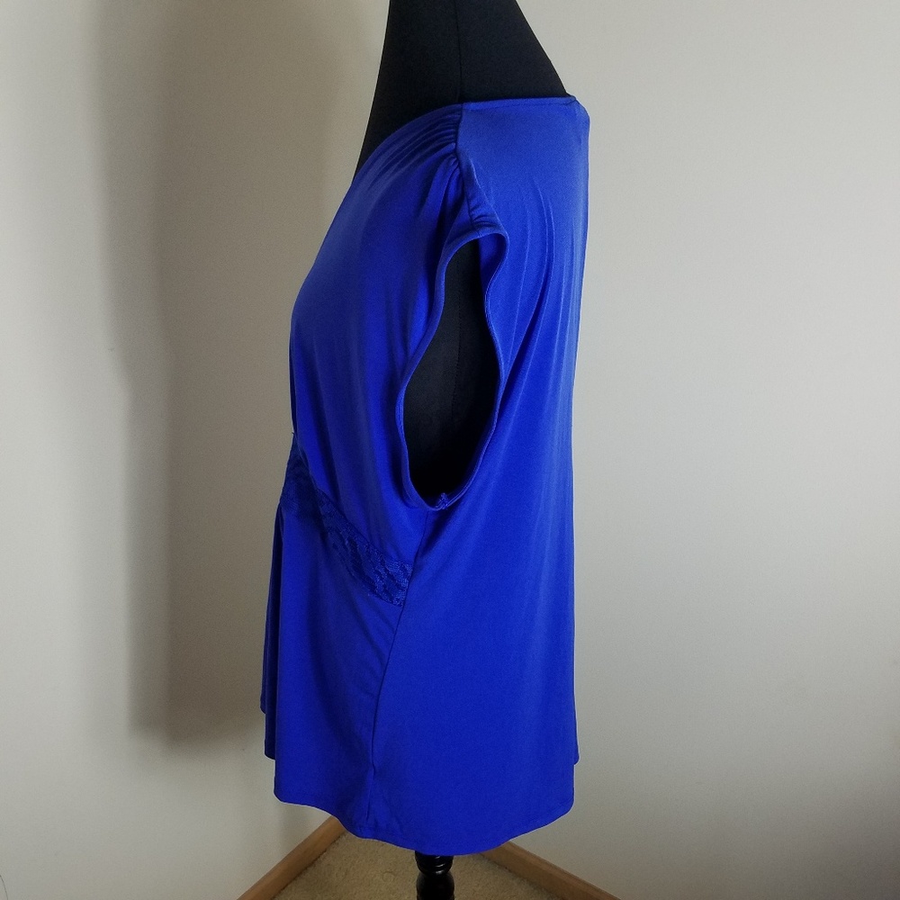 Sofia By Sofia Vergara Iris Blue V-Neck Blouse - image 5